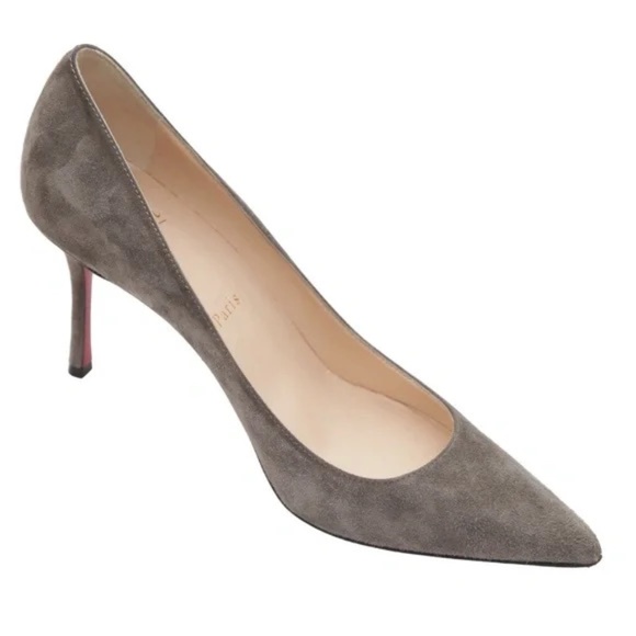 Christian Louboutin Shoes - CHRISTIAN LOUBOUTIN Grey Suede Leather PIGALLE 85mm Pumps Heels Shoes Sz 38